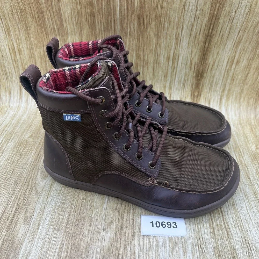 Lems Boulder Boot Women's Size 9 Timber Brown Leather Nylon Minimalist Zero Drop
